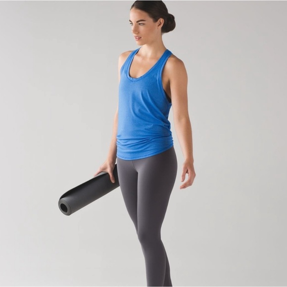 lululemon athletica Tops - Lululemon 10 Tie It Up Singlet Heathered Wild Bluebell back slit active casual